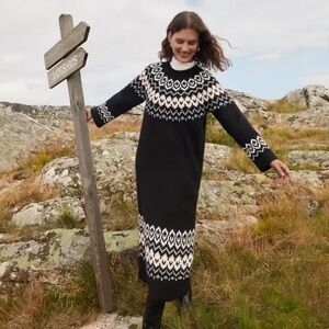 Fair Isle Relaxed Midi Sweater Dress